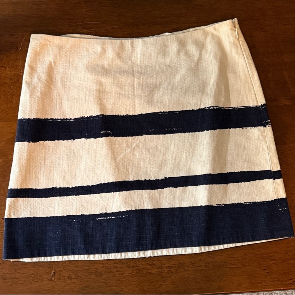 J. Crew Cream and Navy Mini Skirt